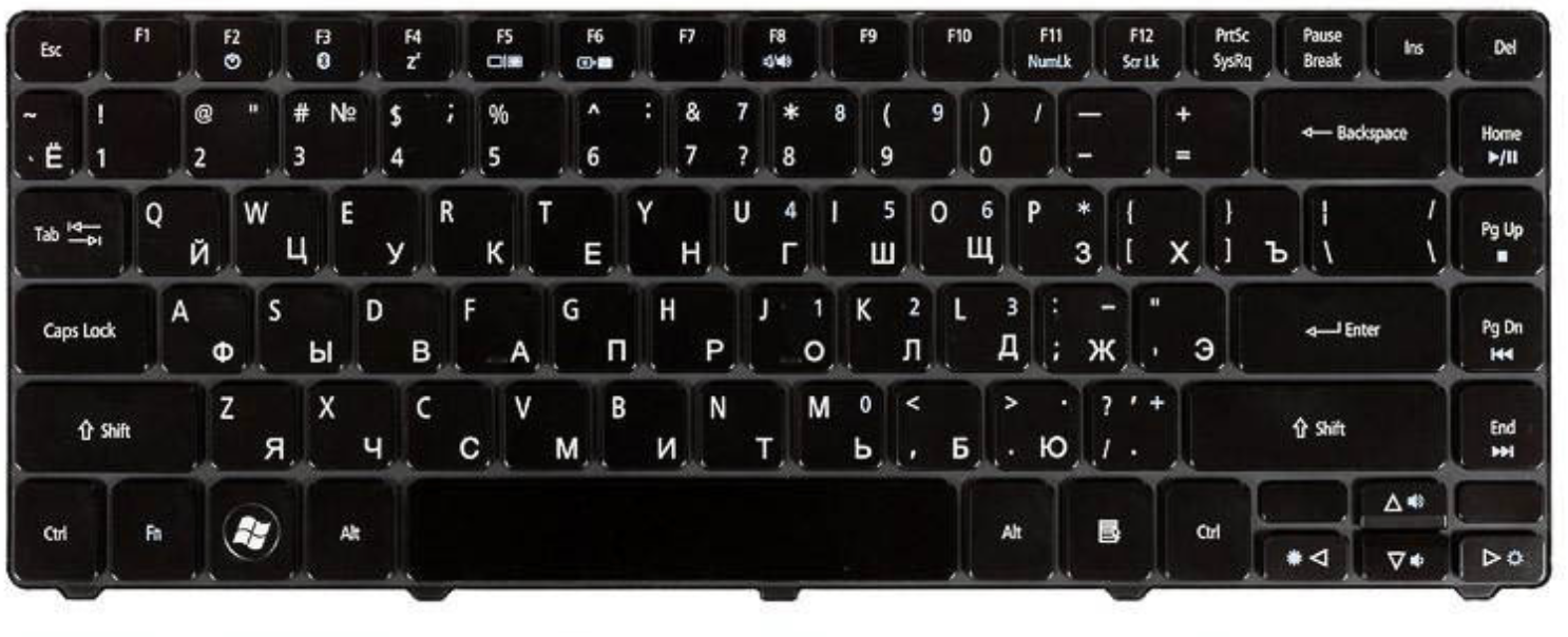 Клавиатура Acer Aspire 3750 глянцевая, OEM