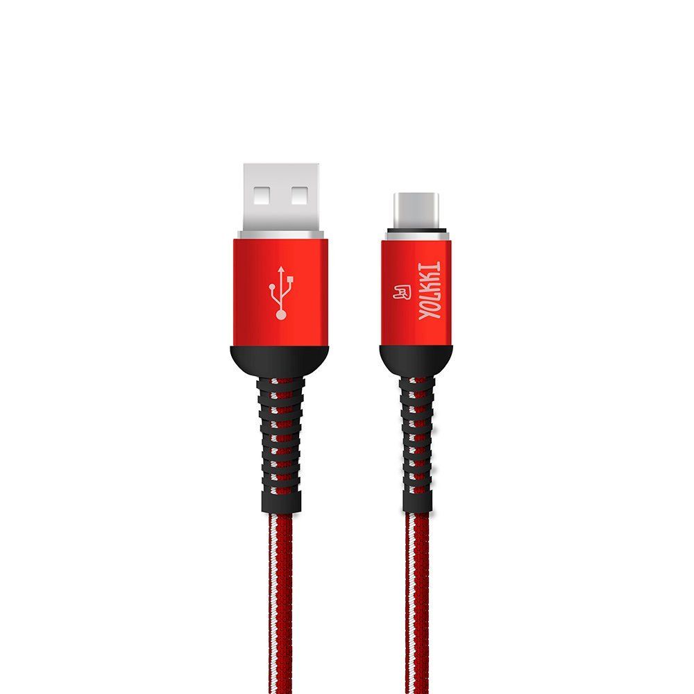 Кабель USB - TYPE-C YOLKKI Pro 02 pack красный (1м) /max 2,1A/