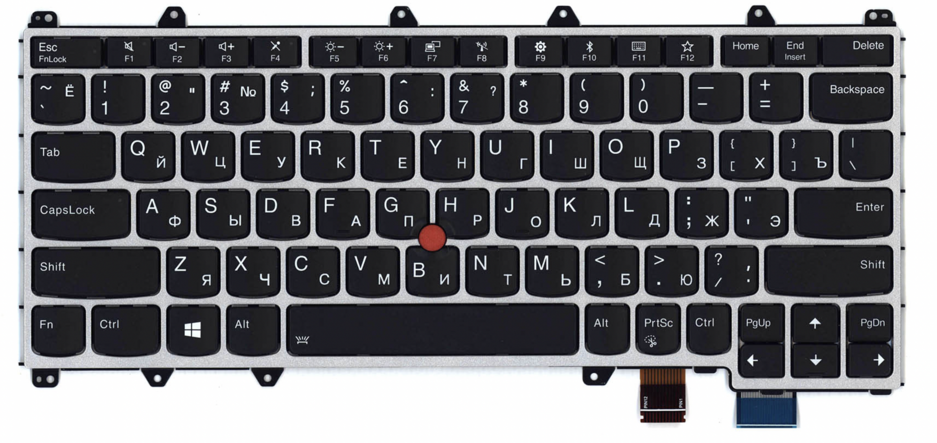 Клавиатура Lenovo ThinkPad Yoga 260 с серебристой рамкой, OEM