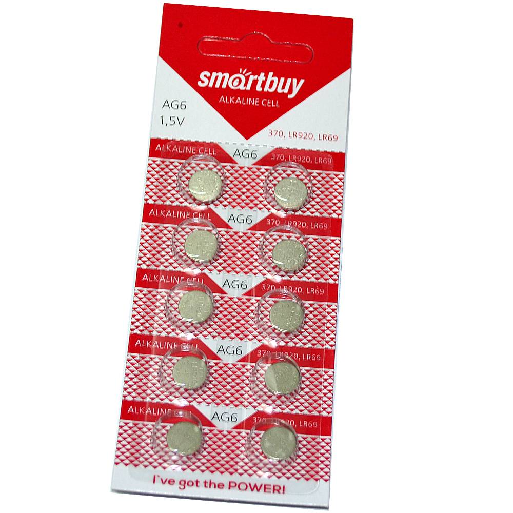 Батарейка часовая SmartBuy AG6/LR920/LR69 (блистер/10шт)