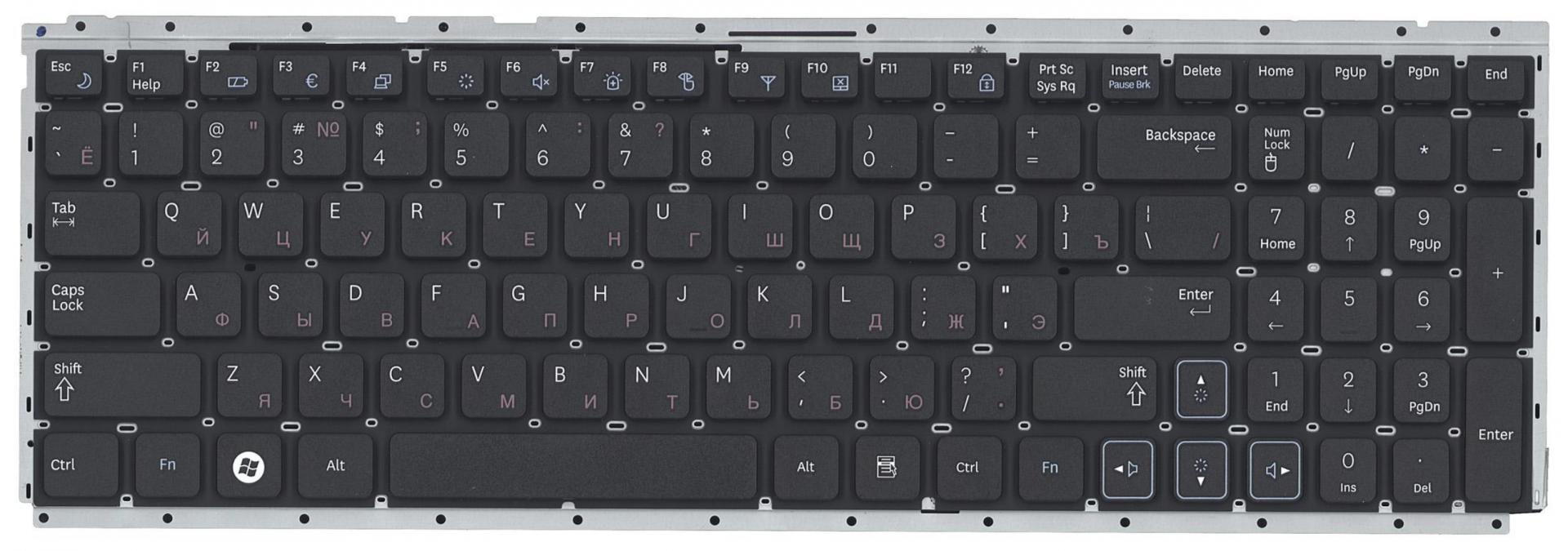 Клавиатура Samsung RV518 с подложкой, OEM