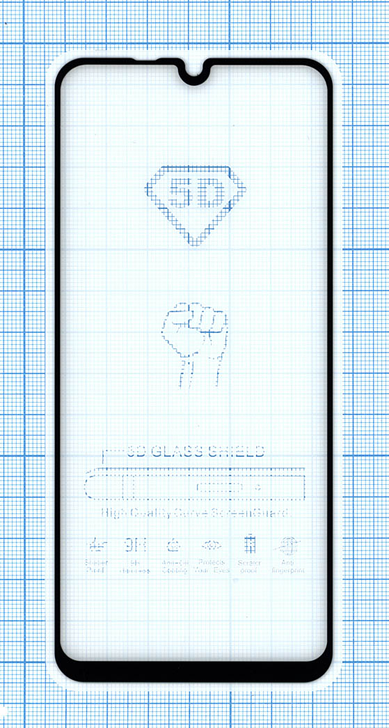Защитное стекло "Полное покрытие" Huawei Y8p черное