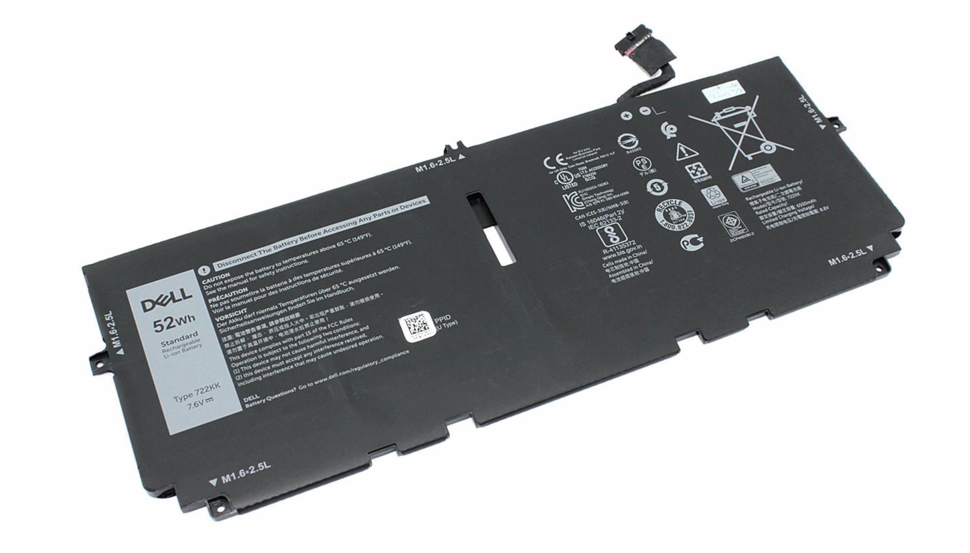 Аккумулятор DELL XPS 13, 9380-3984 7.6V, 6500mAh, Original