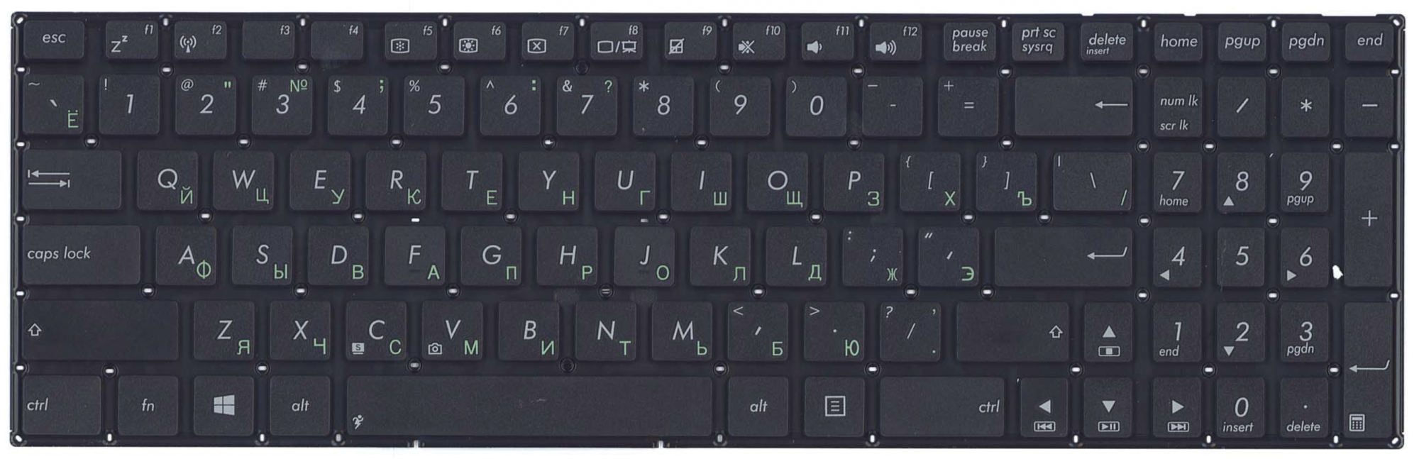 Клавиатура ASUS X551CA плоский Enter, чёрная OEM