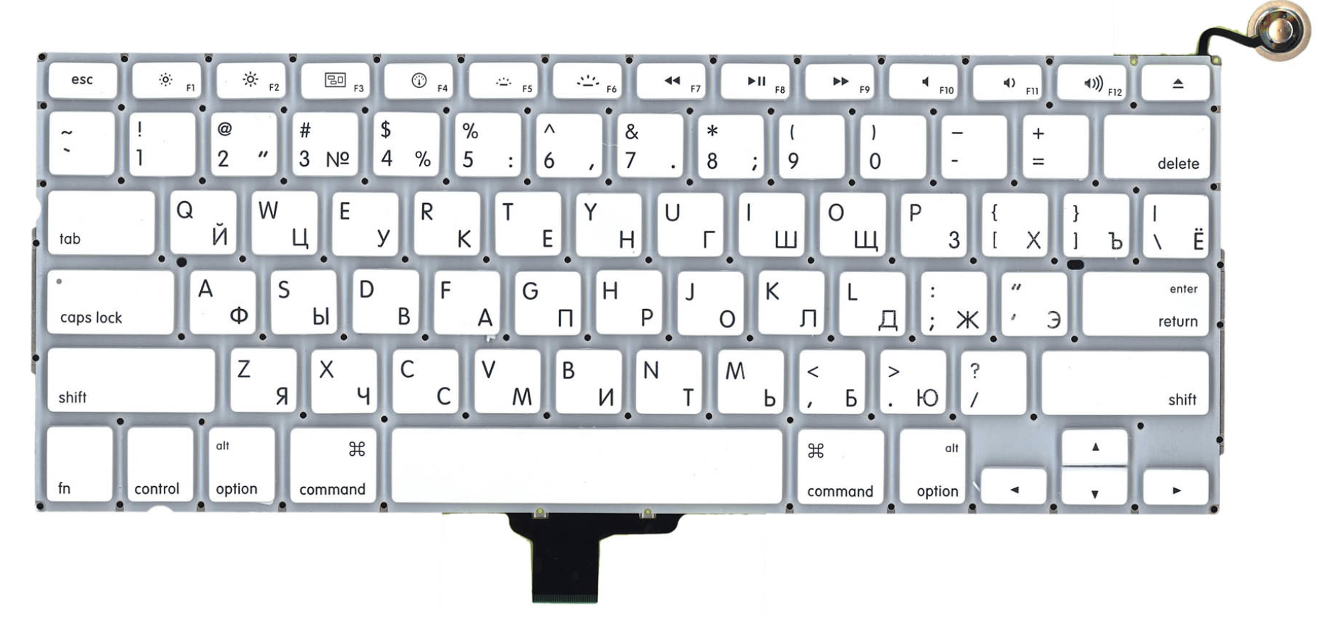 Клавиатура Apple MacBook 13.3" конец 2009 A1342 (MC207LL/A) плоский Enter, OEM