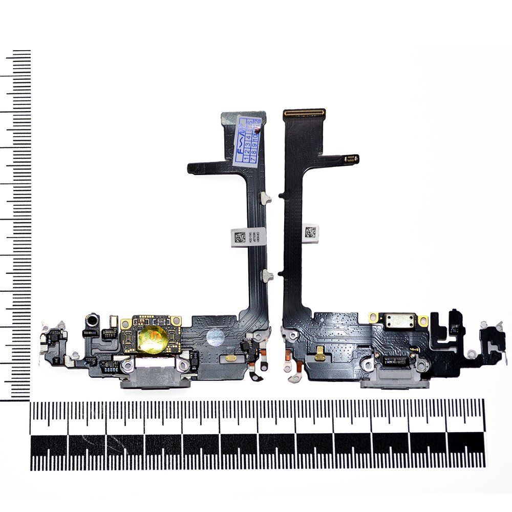 Шлейф iPhone 11 Pro + разъем зарядки + микрофон + плата серебро