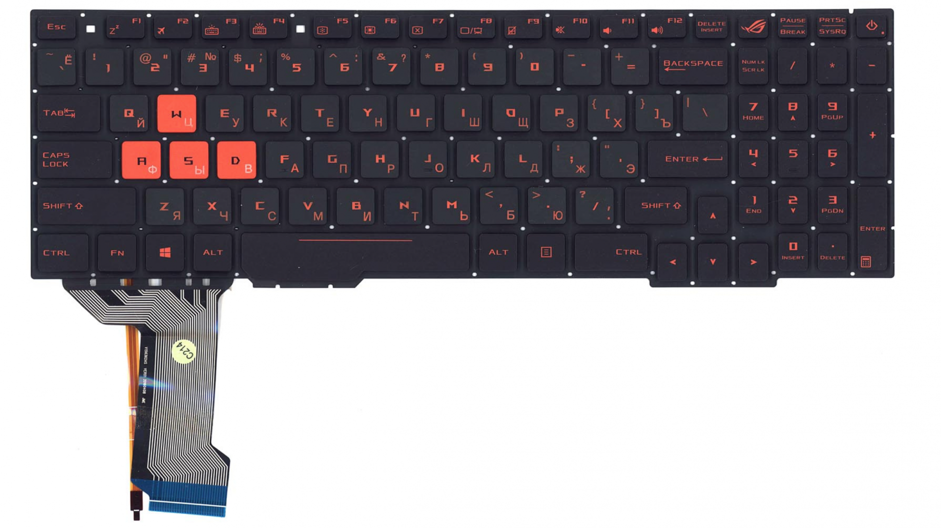 Клавиатура Asus ROG GL553VW-2D с белой подсветкой, узкий шлейф подсветки, OEM