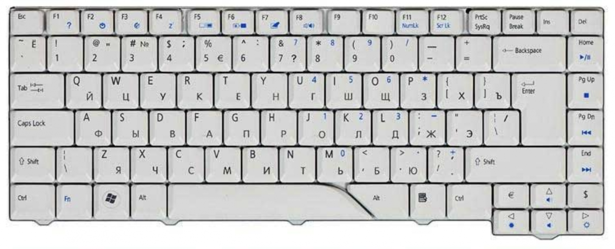 Клавиатура Acer Aspire 5520 белая, OEM