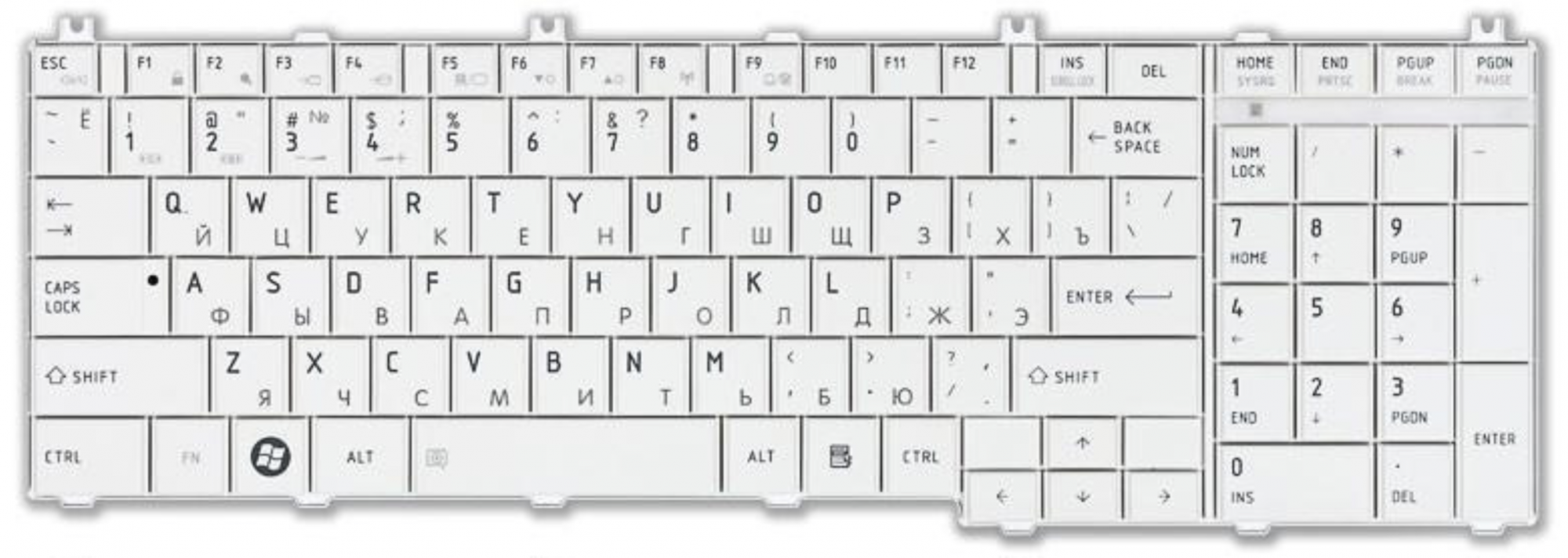 Клавиатура Toshiba Satellite L755 белая, OEM