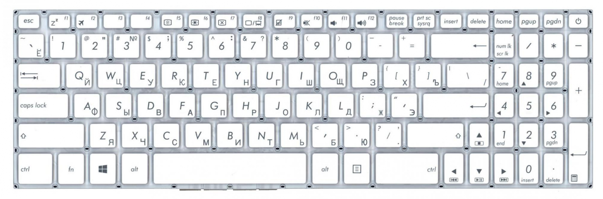 Клавиатура ASUS VivoBook X705UA-BX804 белая, OEM