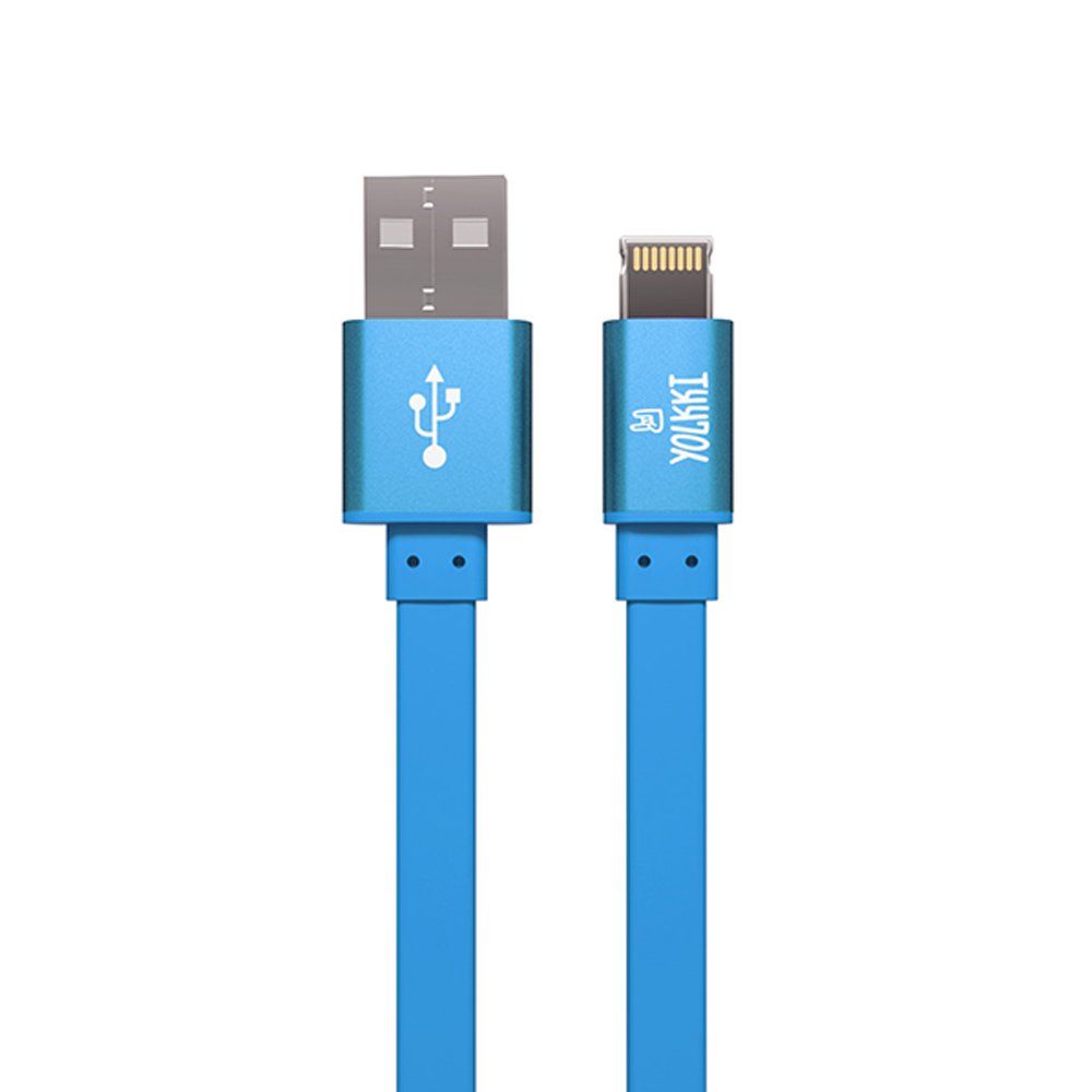 Кабель USB - Lightning 8-pin YOLKKI Trend 01 голубой (1м) /max 2A/