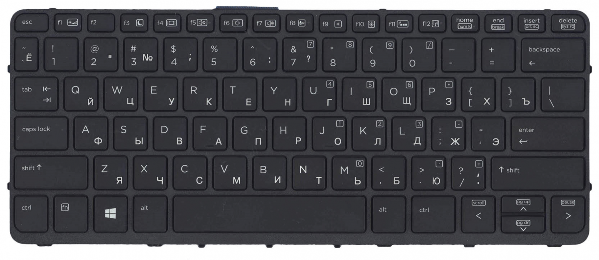 Клавиатура HP Pro X2 612 G1 с рамкой, с подсветкой, OEM