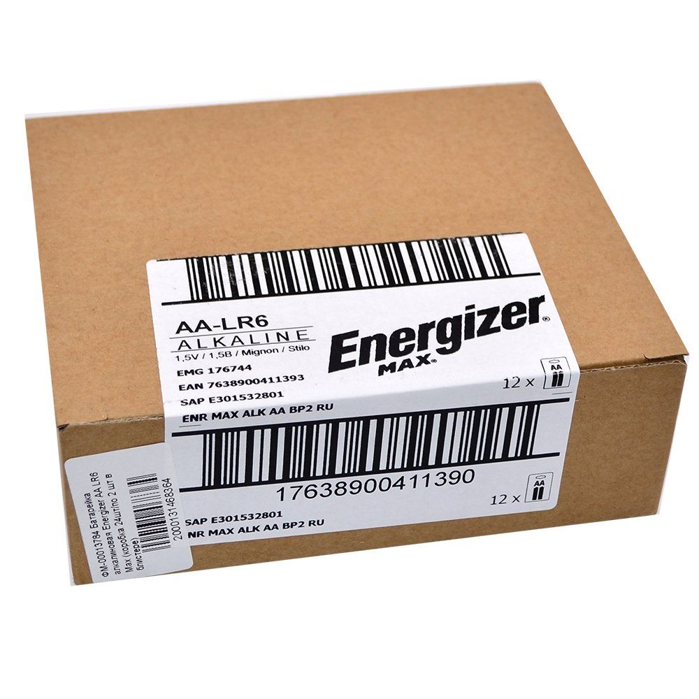 Батарейка алкалиновая Energizer AA LR6 Max (коробка 24шт/по 2шт в блистере)