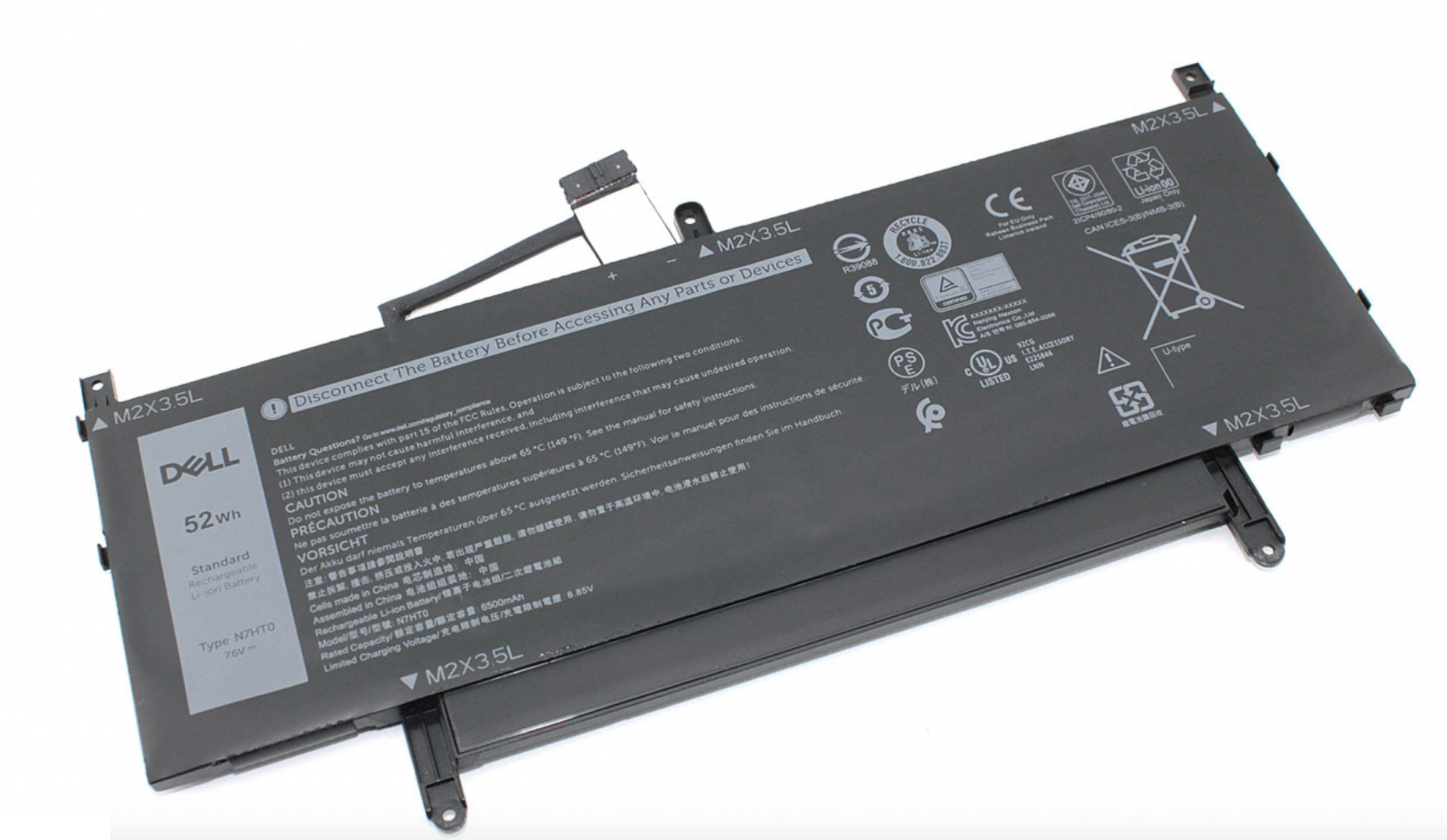 Аккумулятор Dell Latitude 9510 2-in-1 7.6V, 52Wh, 6500mAh, Original