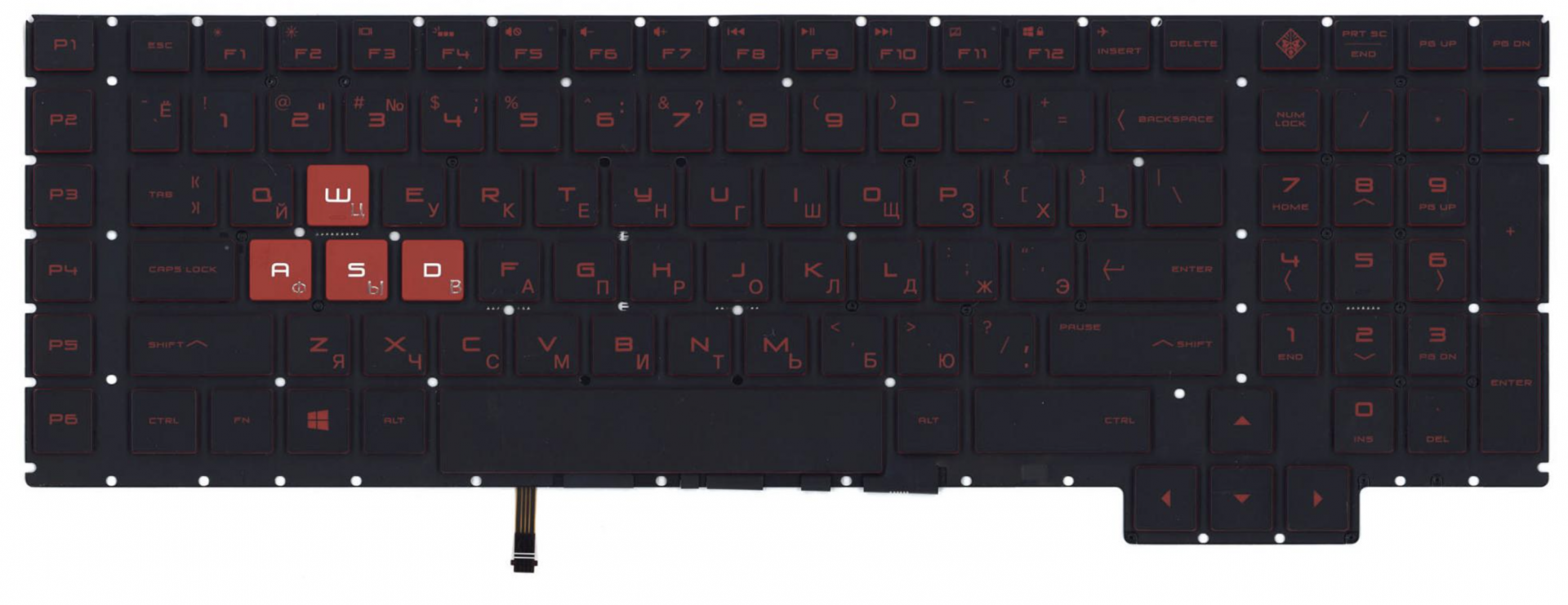 Клавиатура HP Omen 17-an061ur с красной подсветкой, OEM