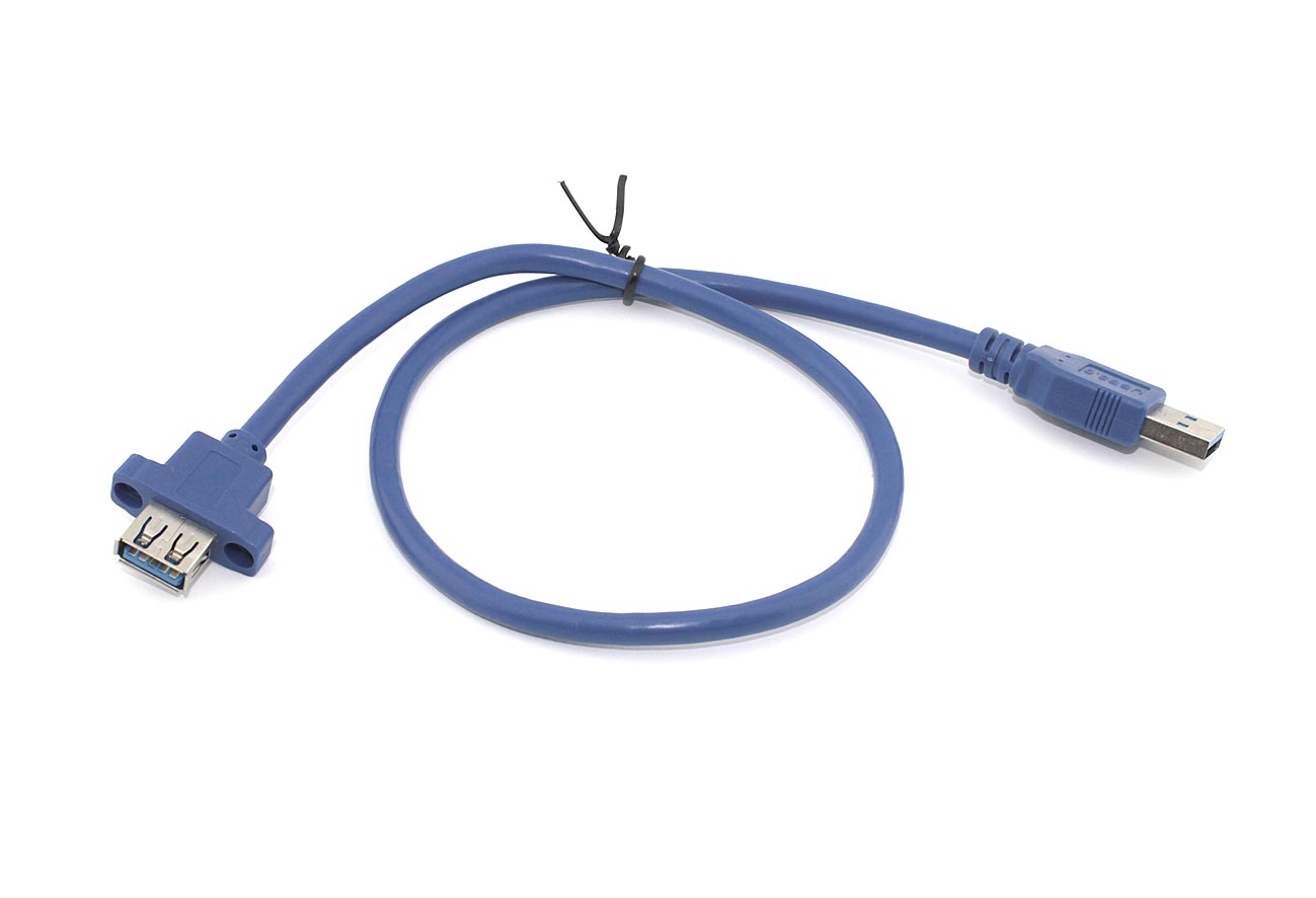 Кабель USB 3.0 для монтажа на корпус папа-мама с отверстиями под болты тип В 0,5 м