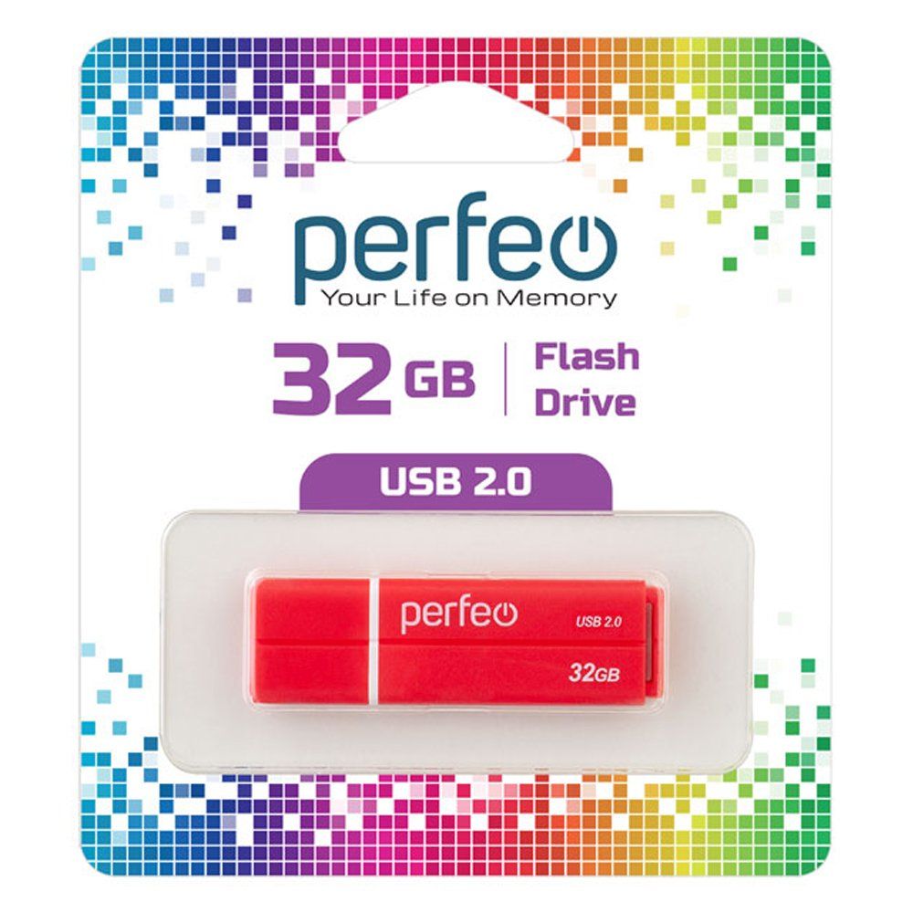 32GB USB 2.0 Flash Drive PERFEO C01G2 красный (PF-C01G2R032)