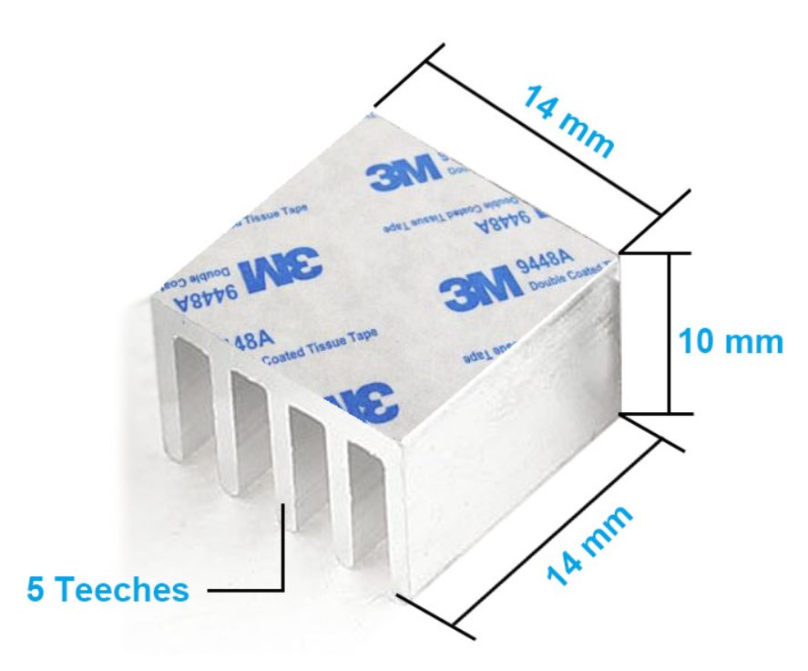 Аллюминиевый радиатор 14х14х10 мм с термоскотчем 3M 9448A