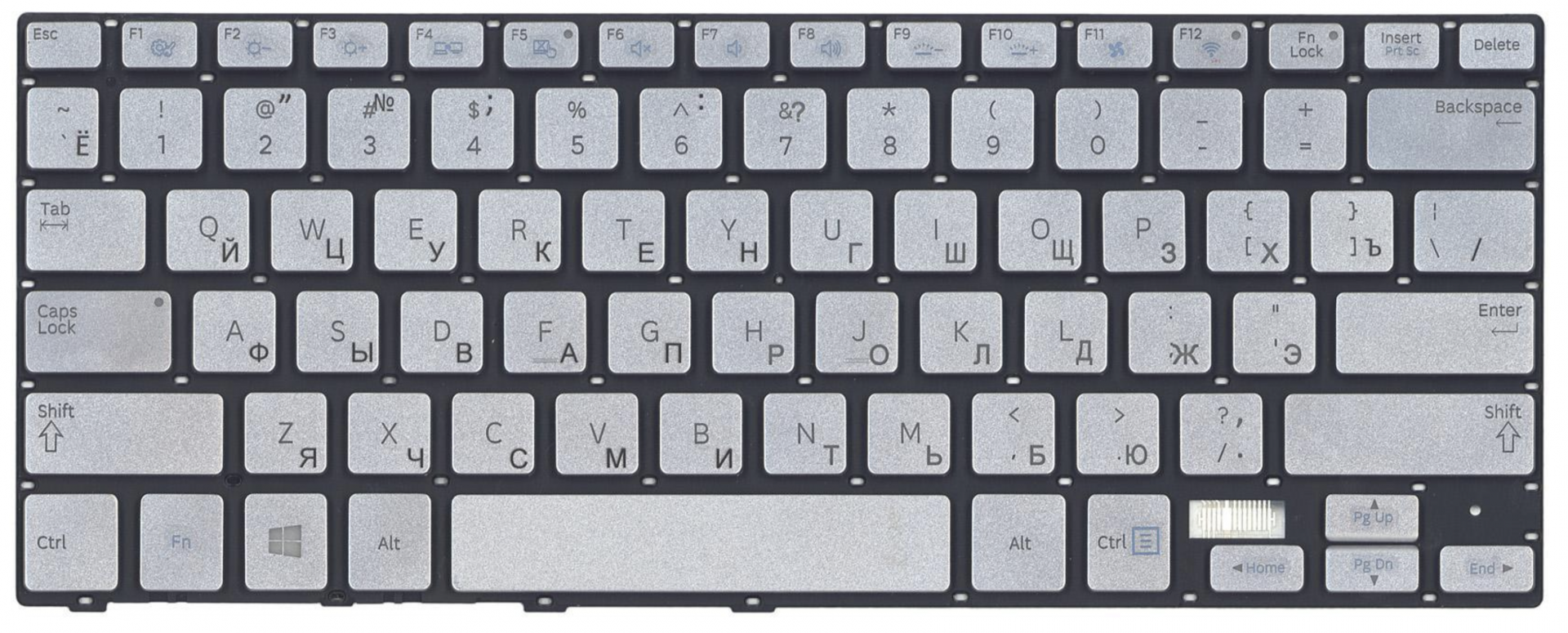 Клавиатура Samsung NP740U3E с подсветкой, серебристая, OEM