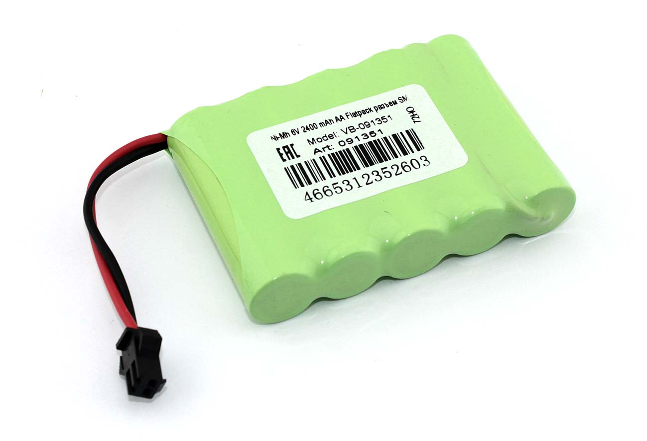 Аккумулятор Ni-Mh 6V 2400 mAh AA Flatpack разъем SM