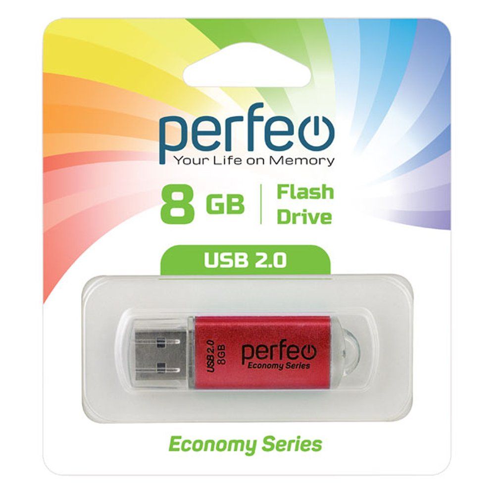 8GB USB 2.0 Flash Drive PERFEO E01 красный (PF-E01R008ES)