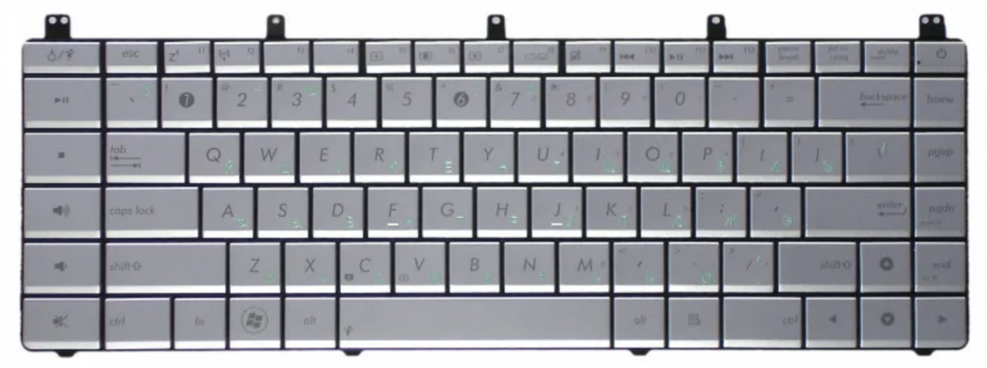 Клавиатура ASUS N45 серебристая, OEM
