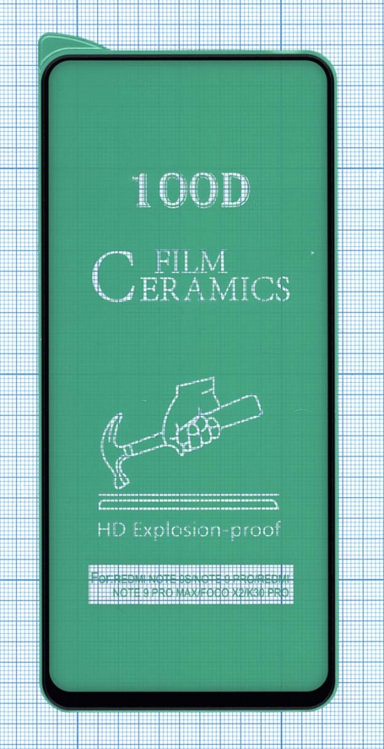 Керамическая пленка (стекло) для Xiaomi Redmi Note 9 Pro черная