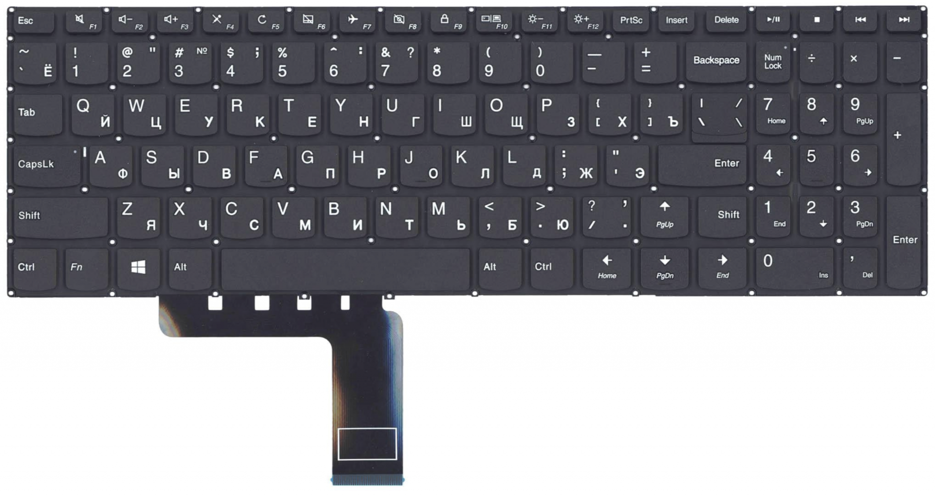 Клавиатура Lenovo IdeaPad 310-15IAP чёрная, без подсветки, OEM