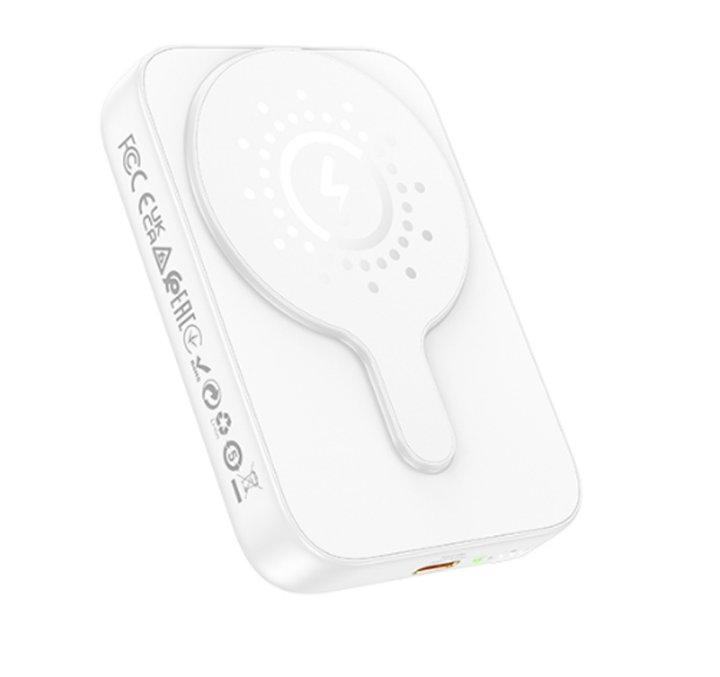 Внешний аккумулятор Powerbank HOCO J117A с быстрой беспроводной зарядкой (магнитный), белый