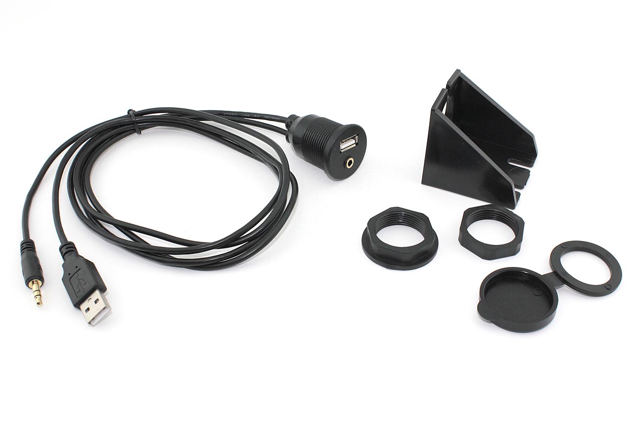 Кабель USB 2.0 двойной с мини джеком 3.5 для монтажа на корпус 1 м влагозащищённый