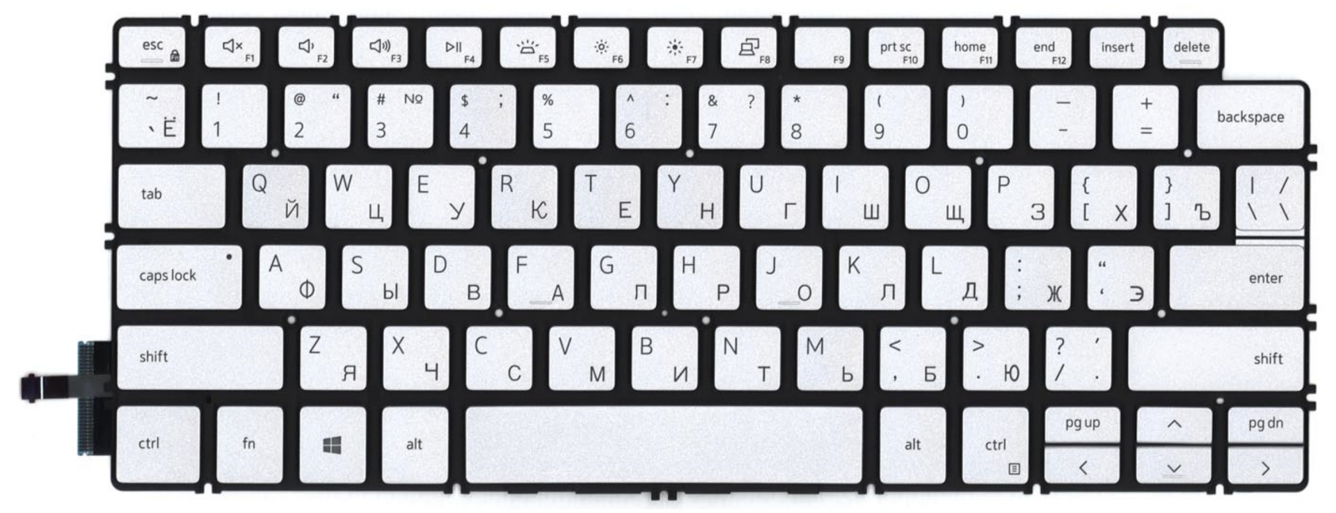 Клавиатура Dell Inspiron 14 7490 серебристая, с подсветкой, OEM