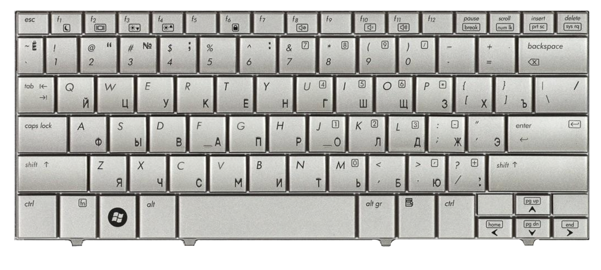 Клавиатура HP Mini 2133 серебристая, OEM