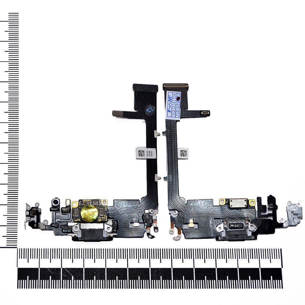 Шлейф iPhone 11 Pro + разъем зарядки + микрофон + плата серый