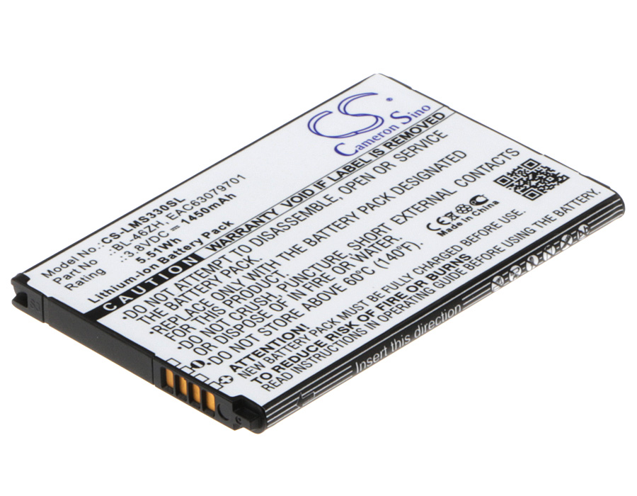 Аккумулятор CS-LMS330SL BL-46ZH для LG AS330, AS375  3.8V / 1450mAh / 5.51Wh