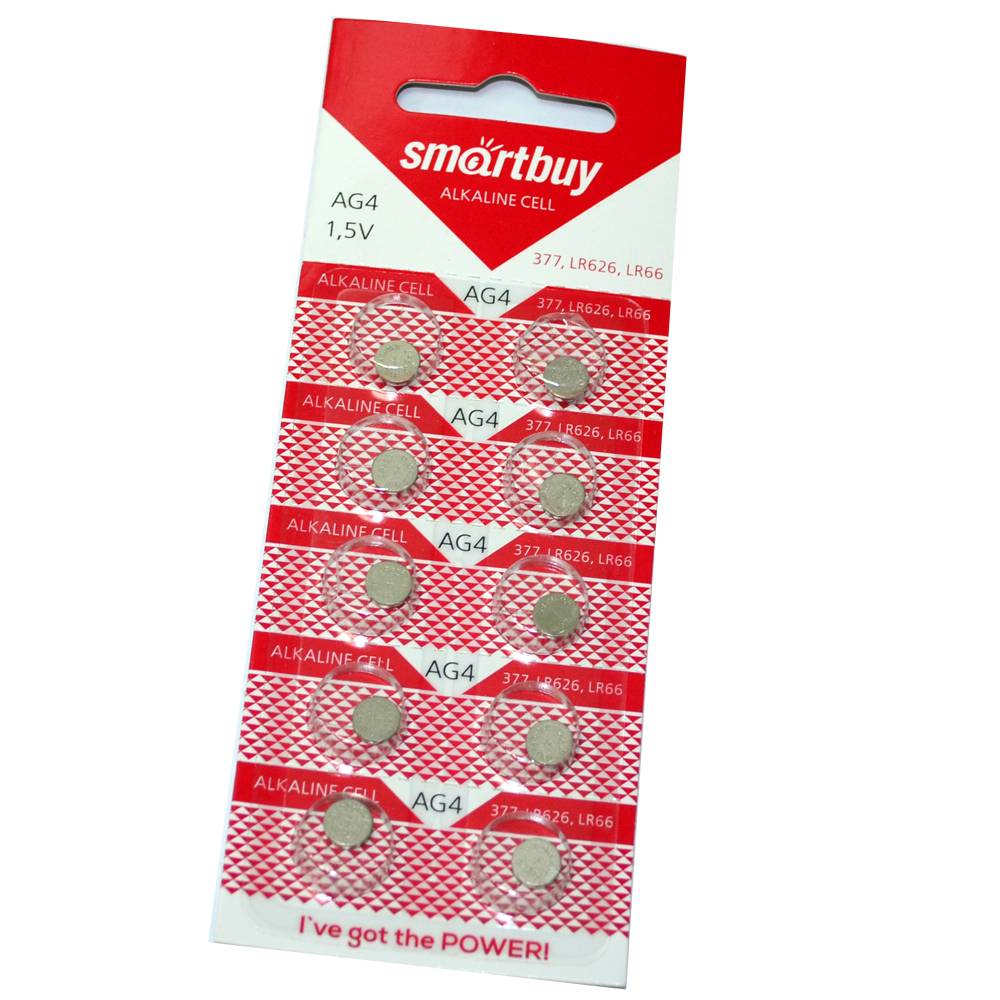 Батарейка часовая SmartBuy AG4/LR626/LR66 (блистер/10шт)