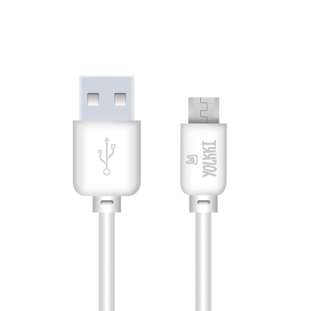 Кабель USB - micro USB YOLKKI Standart 01 белый (1м) /max 1,0A/