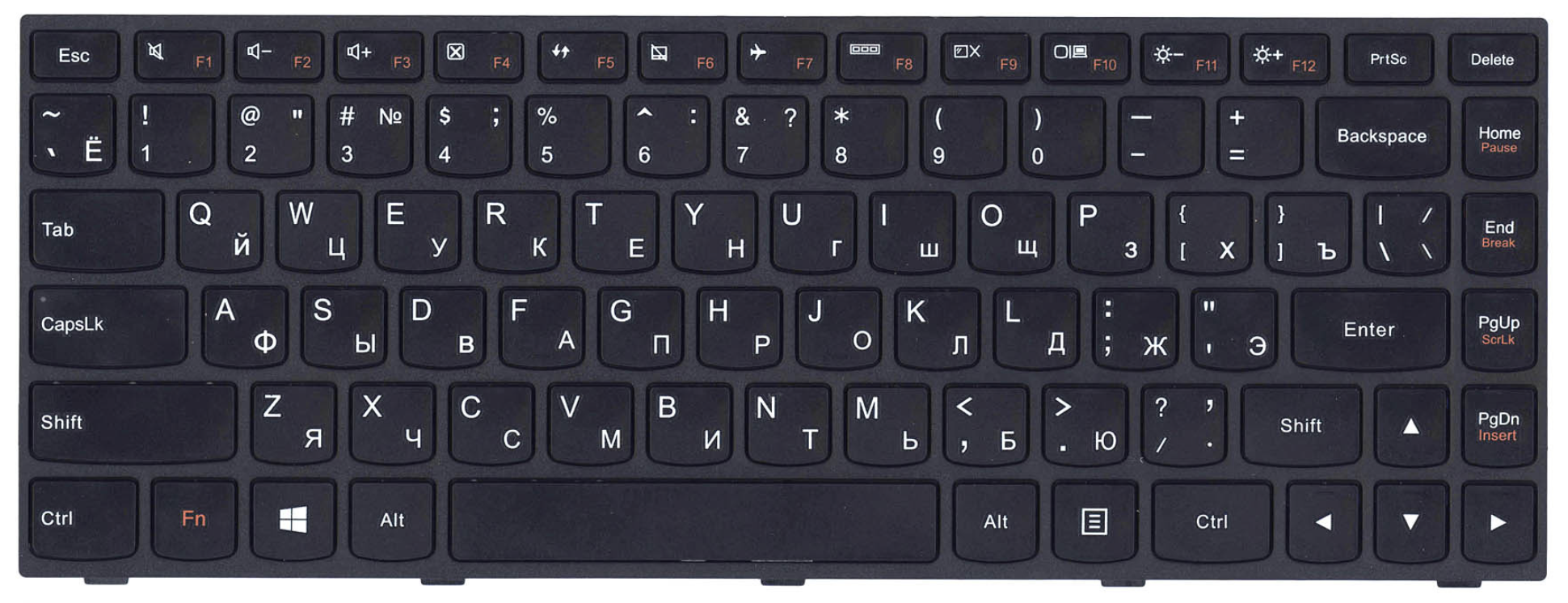 Клавиатура Lenovo IdeaPad Z41-70 с рамкой, OEM