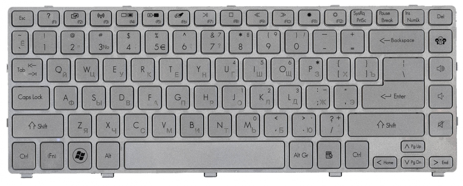 Клавиатура Acer Aspire E1-432G серебристая, OEM