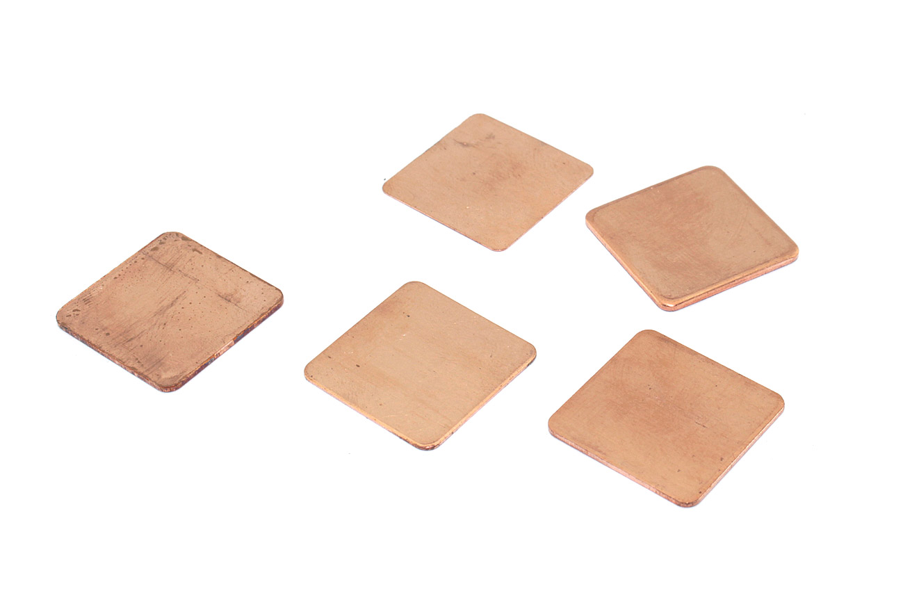 Набор медных термопрокладок 20х20мм 5 шт, разной толщины