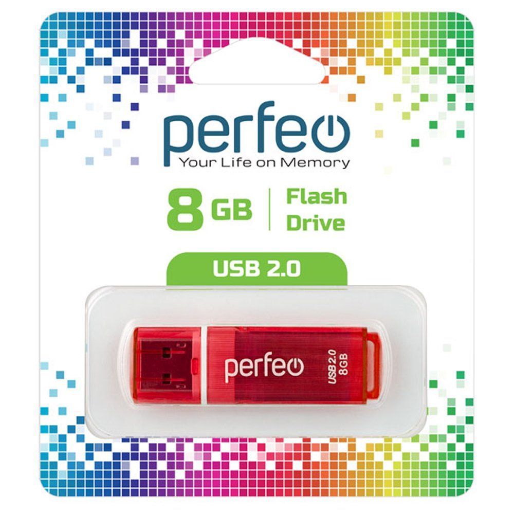 8GB USB 2.0 Flash Drive PERFEO C13 красный (PF-C13R008)