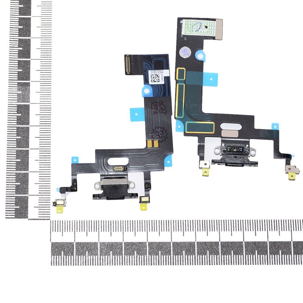 Шлейф iPhone Xr + разъем зарядки + микрофон черный orig Factory