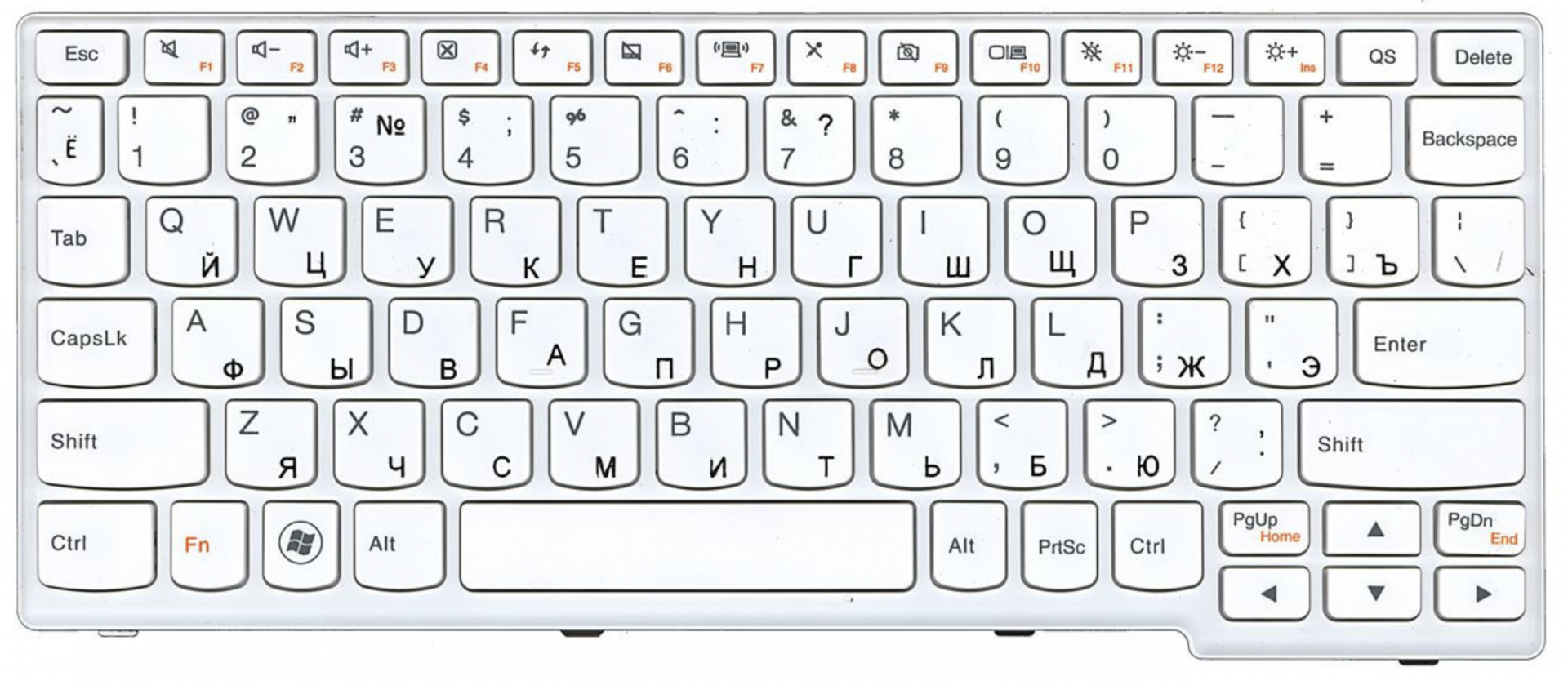 Клавиатура Lenovo IdeaPad S206 белая, с рамкой, OEM