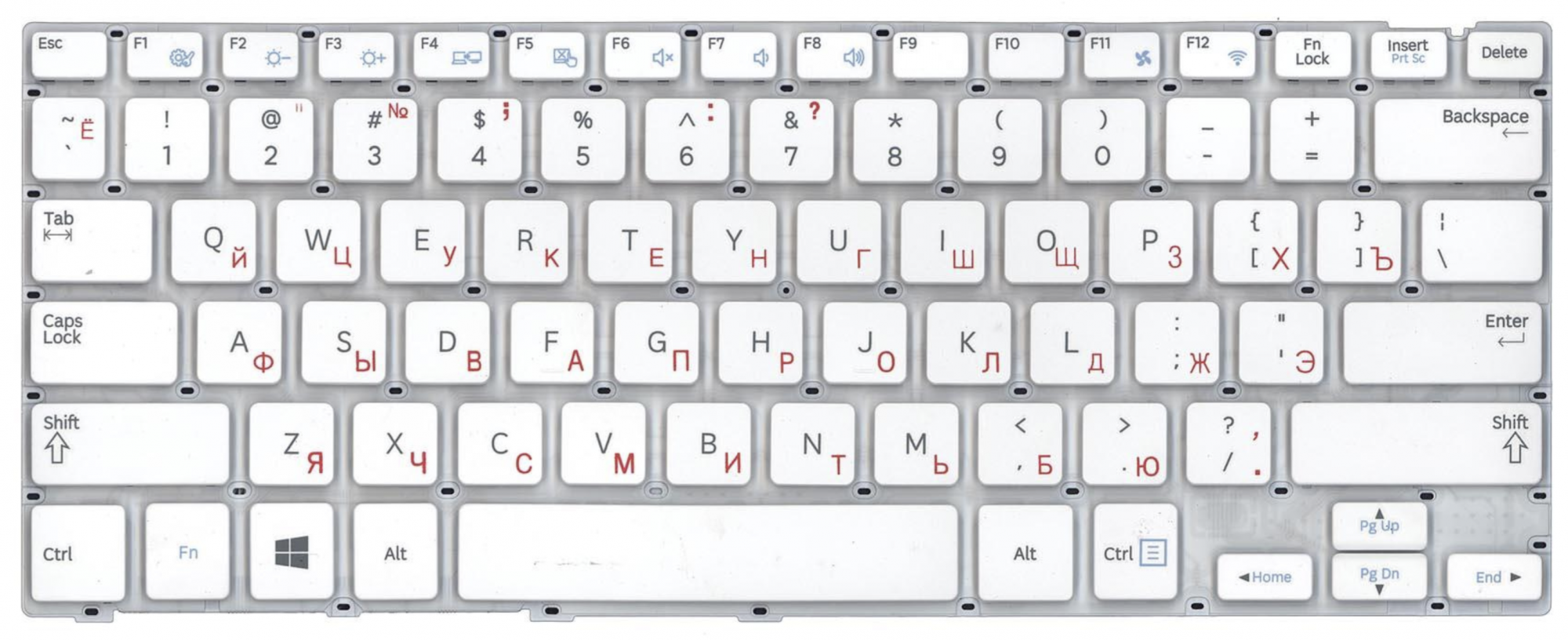 Клавиатура Samsung NP915S3G белая, без рамки,  OEM