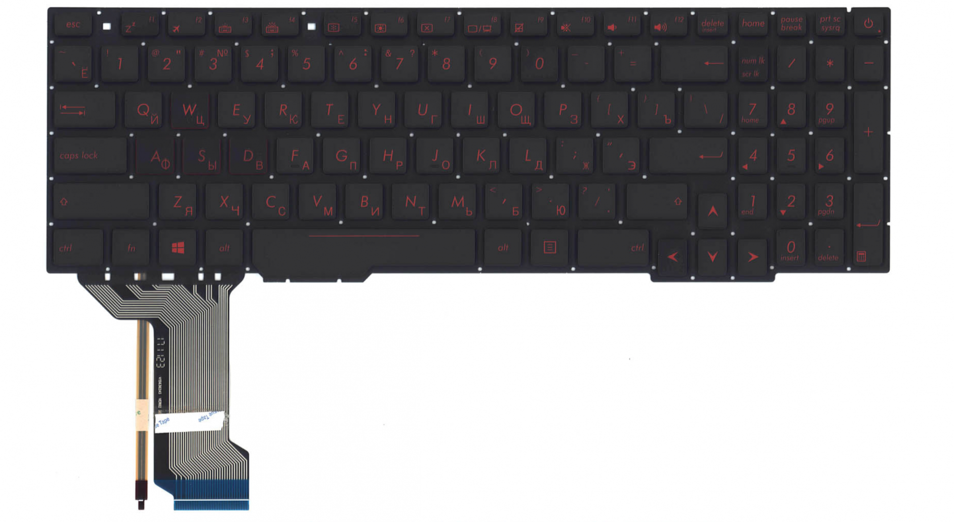 Клавиатура ASUS ROG GL553VD с красной подсветкой, узкий шлейф подсветки OEM