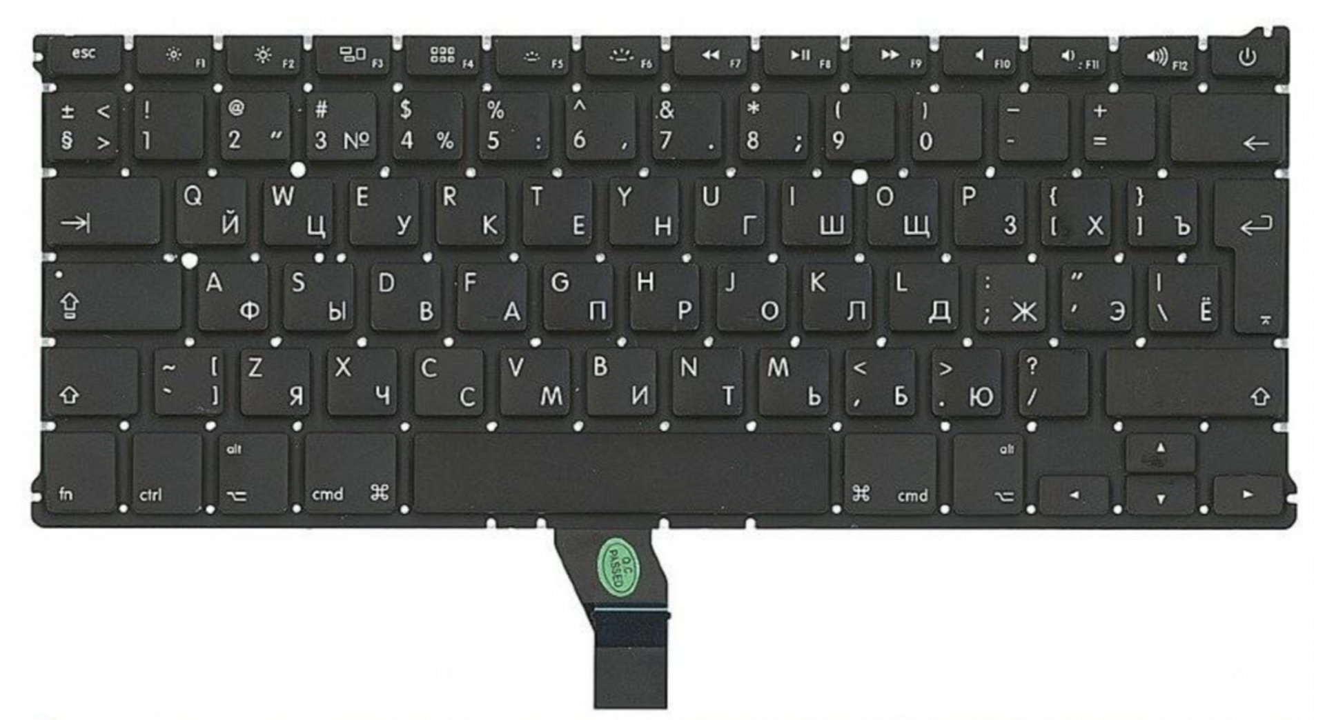 Клавиатура Apple MacBook Air 13.3" начало 2014 A1466 (MD760LL/B) с подсветкой, большой Enter, OEM