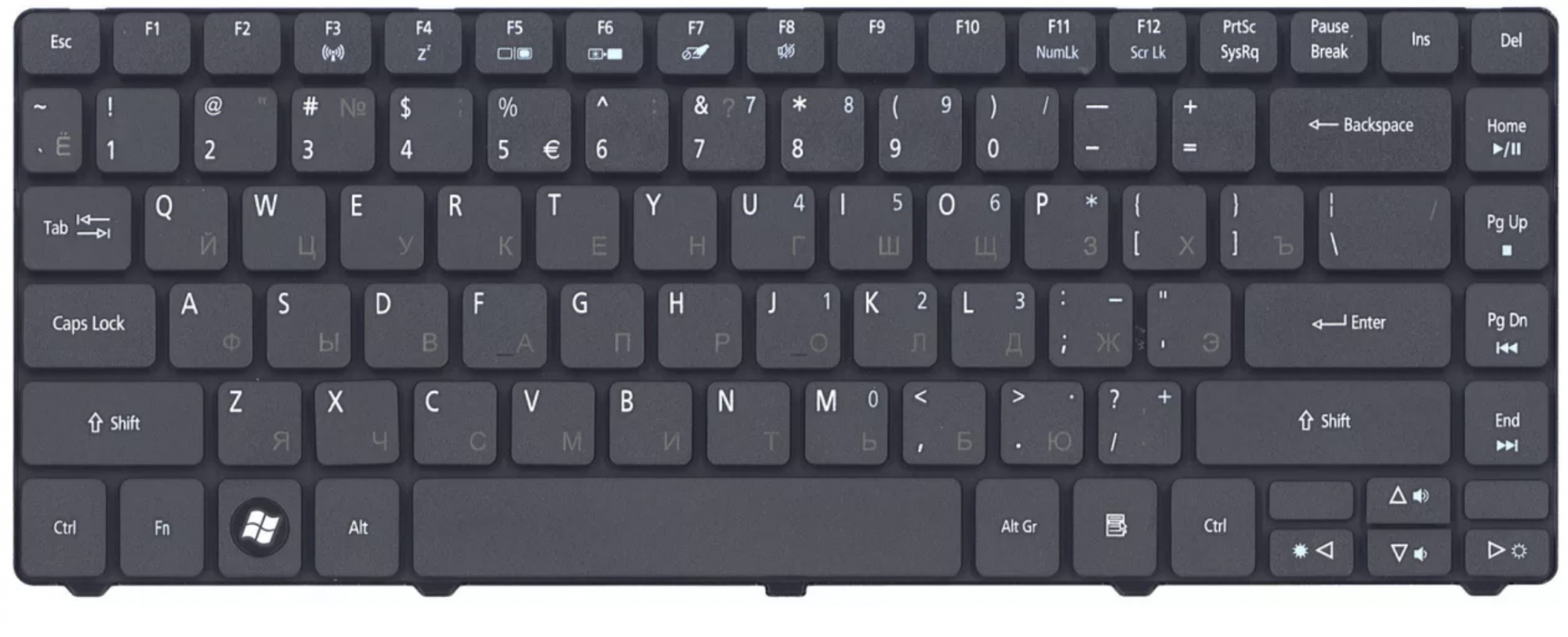 Клавиатура Acer Aspire 4540 матовая, OEM