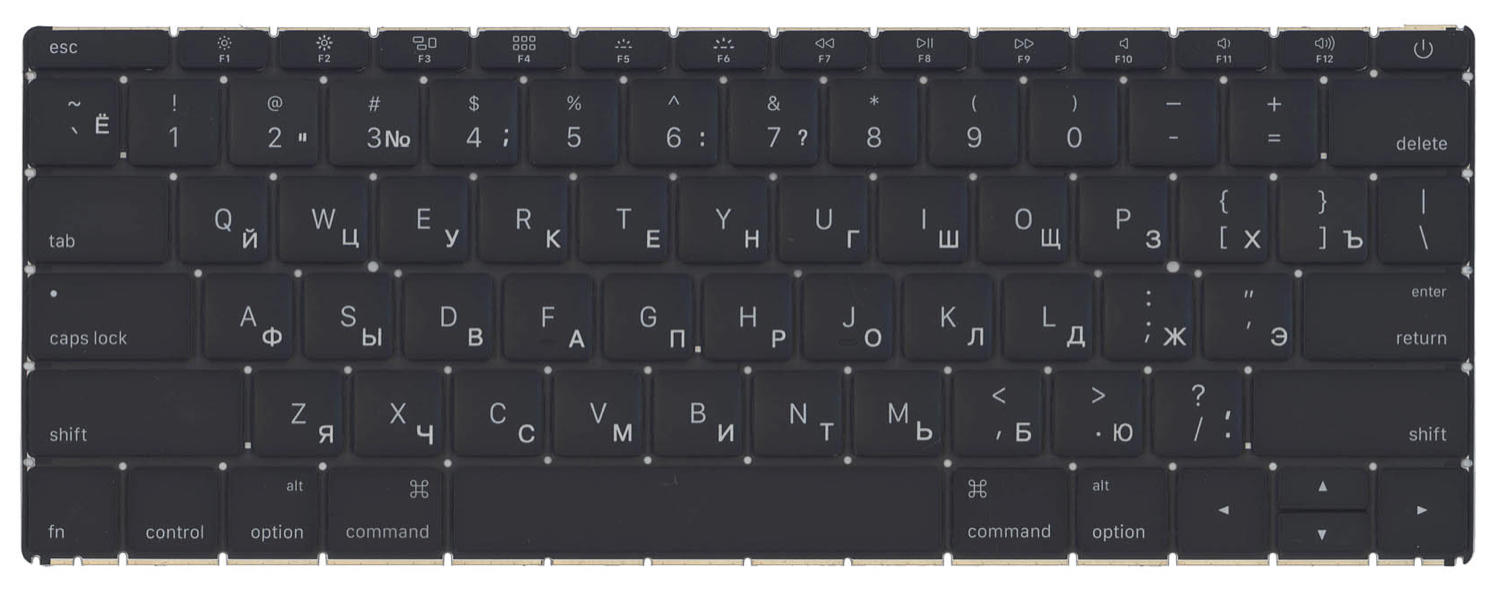 Клавиатура Apple MacBook 12" начало 2016 A1534 (MLH82LL/A) плоский Enter, OEM