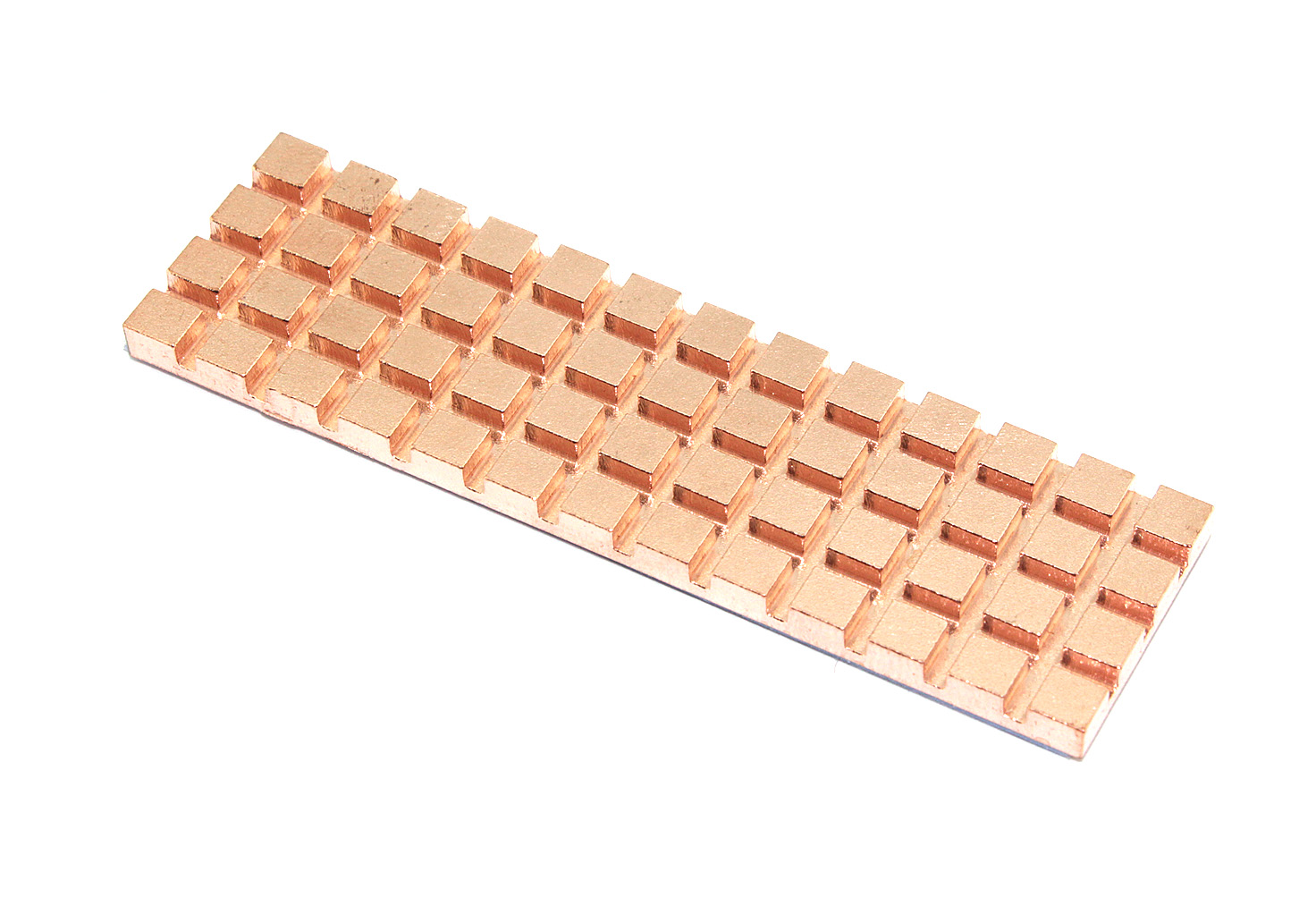 Медный  радиатор для М.2 SSD с термопрокладкой 0,5 мм, 70х20х3 мм