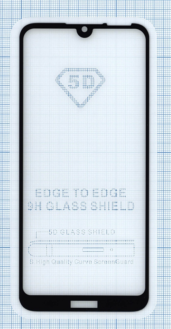 Защитное стекло "Полное покрытие" для Huawei Honor 8A (Honor 8A Pro) черное