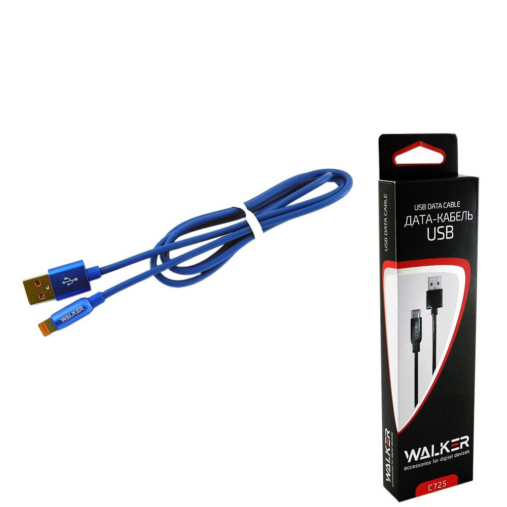 Кабель USB - Lightning 8-pin WALKER C725 синий (1м)